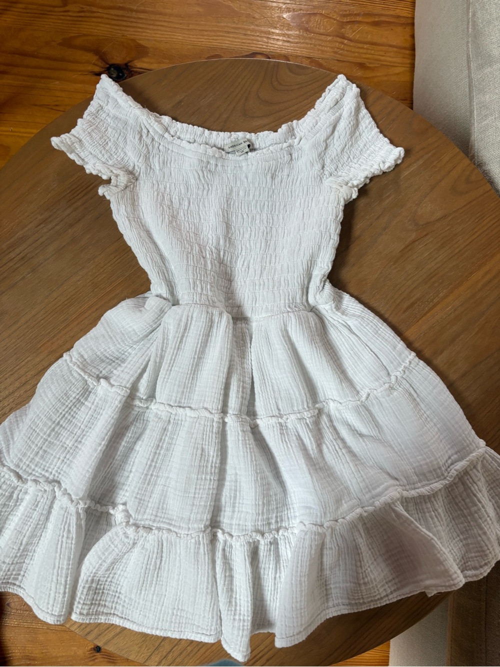 American Eagle Outfitters White Smocked Tiered Casual Dress